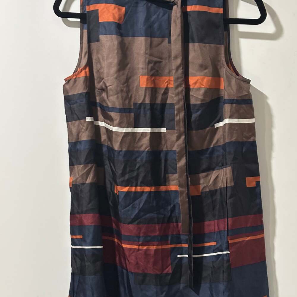 Theory Cepeda Silk Multicolor Abstract Stripe Shift Dress Size 2 - Picture 1 of 3